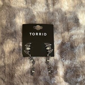 Torrid Black and Silver Bat Earrings
